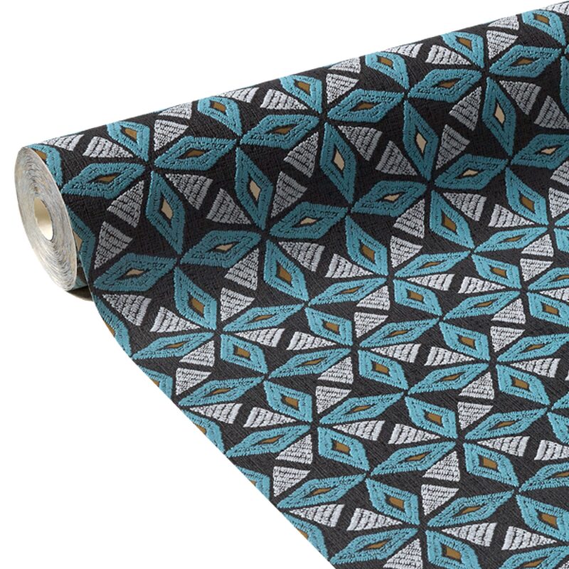 Papier peint vinyle AFRICAN STAR coloris bleu turquoise