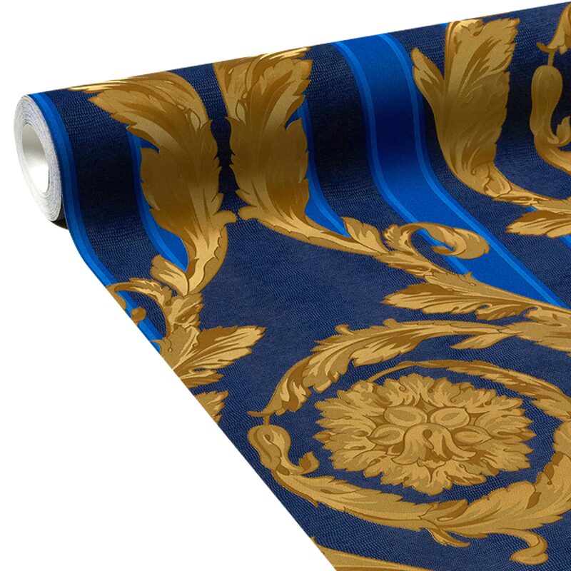 Papier peint intissé VERSACE BAROCINO coloris bleu outremer