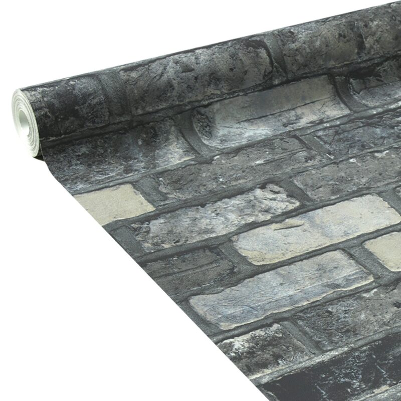 Papier peint intissé STONE BRICK coloris gris béton