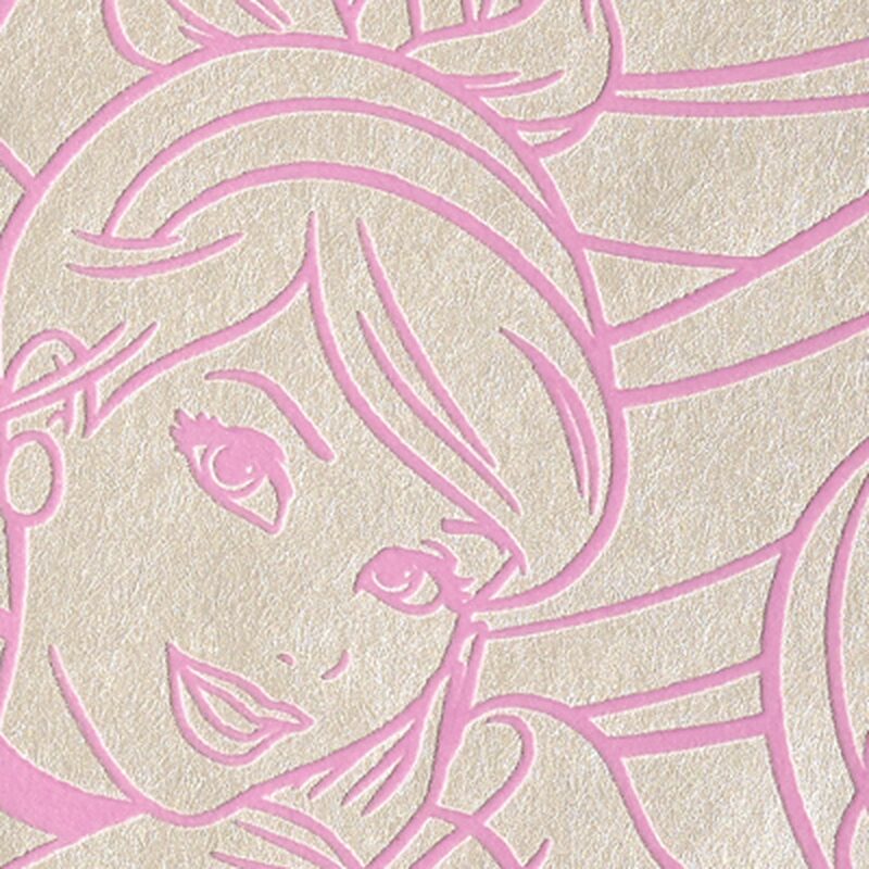 Papier peint intissé floqué PRINCESS VELVET coloris crème nacré