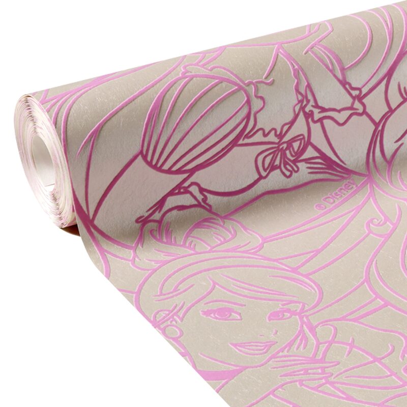 Papier peint intissé floqué PRINCESS VELVET coloris crème nacré