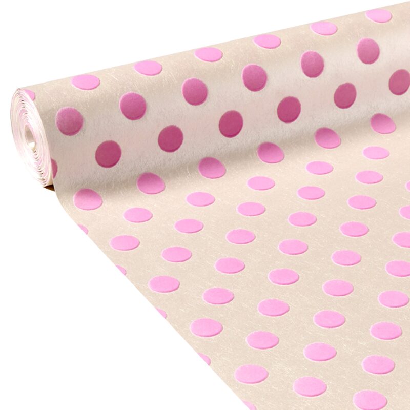 Papier peint intissé floqué POLKA VELVET coloris crème nacré