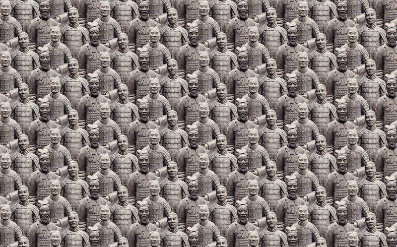 Papier peint intissé SOLDATS DE QIN coloris taupe