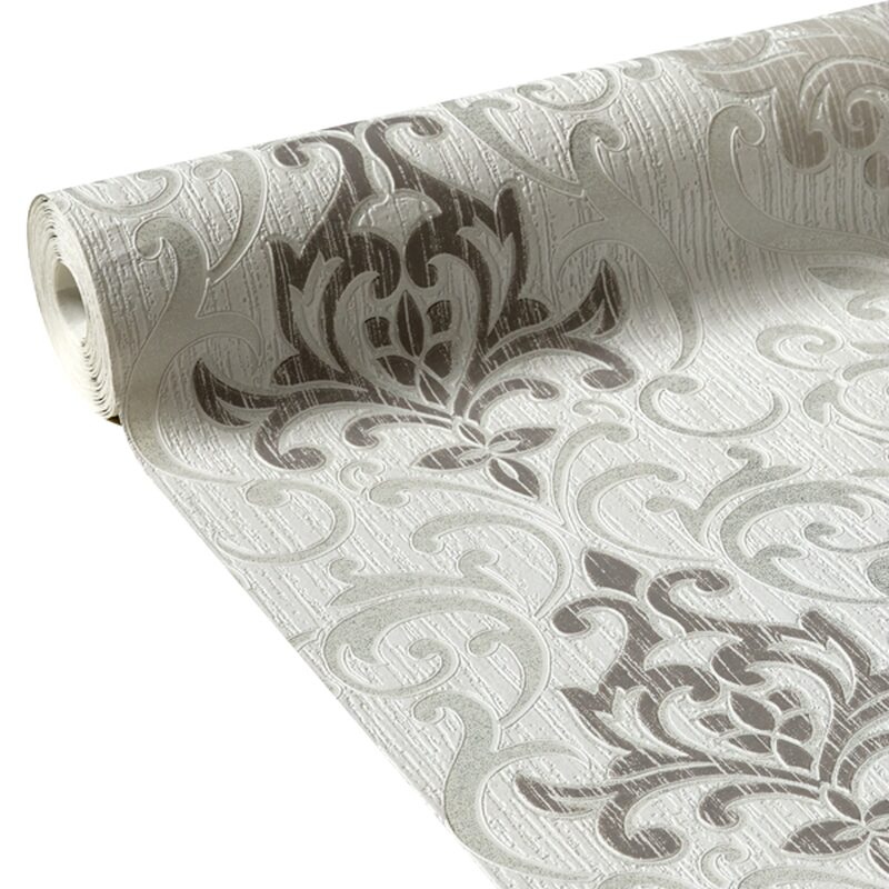 Papier peint intissé DAMASSE coloris blanc