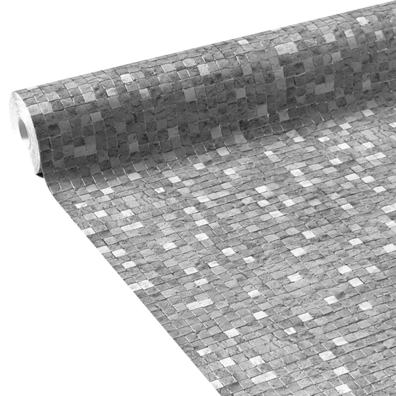 Papier peint vinyle MINI MOSAIQUE coloris gris béton