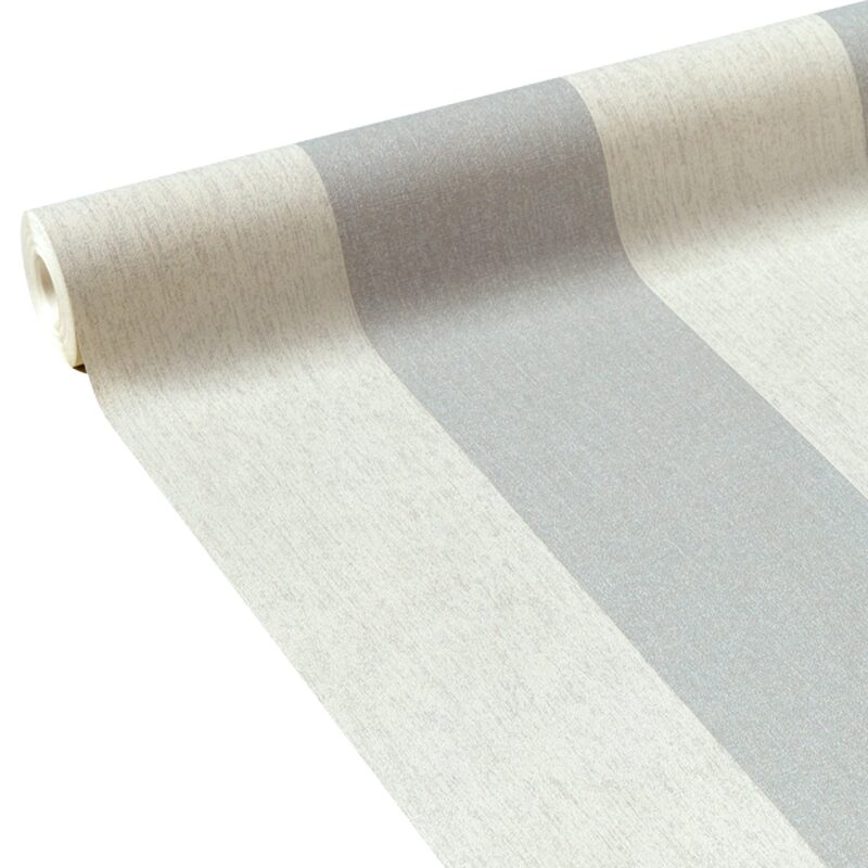 Papier peint intissé CALICO STRIPE coloris gris perle
