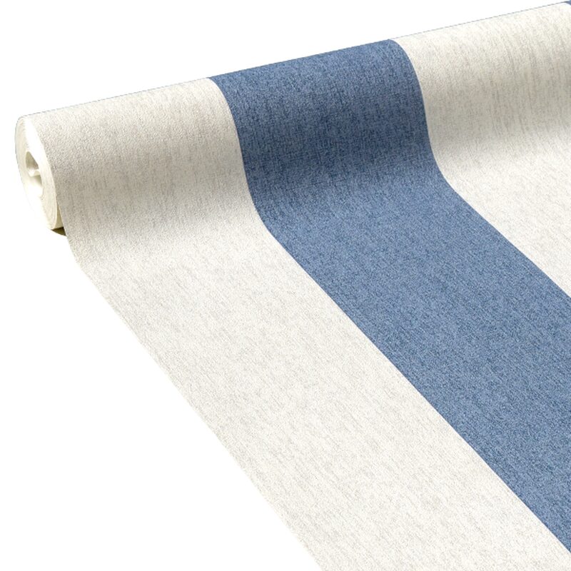 Papier peint intissé CALICO STRIPE coloris bleu jean