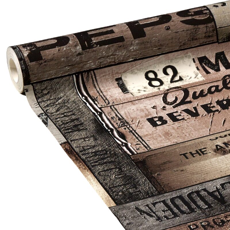 Papier peint WINE BOX coloris ton bois