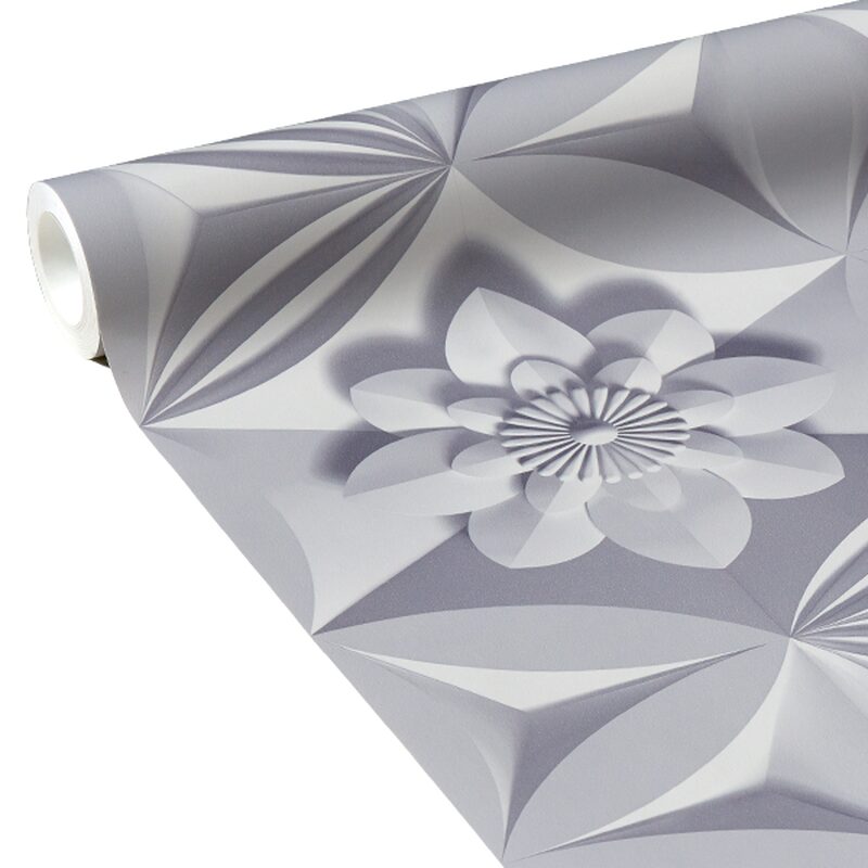 Papier peint intissé WALL FLOWER coloris gris perle