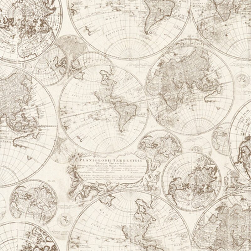 Papier peint intissé CARTE D'EXPLORATEUR coloris écru