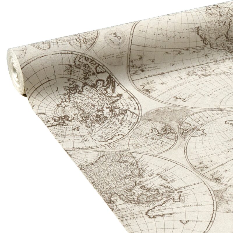Papier peint intissé CARTE D'EXPLORATEUR coloris écru