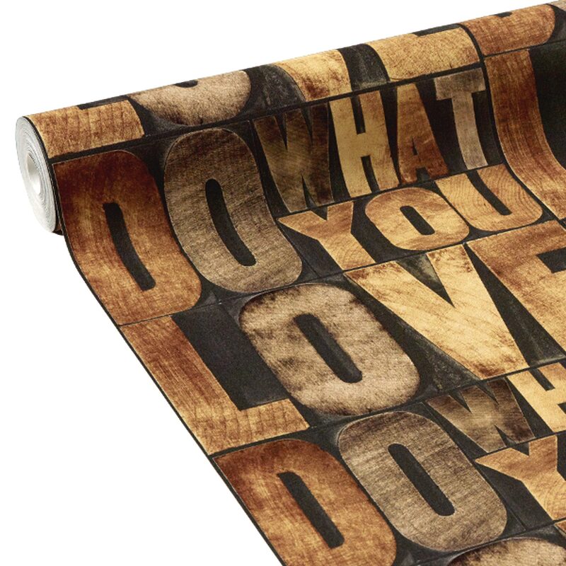 Papier peint intissé WOOD LETTERS coloris ton bois