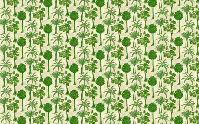 Papier peint intissé COCONUT GROVE coloris vert palmier