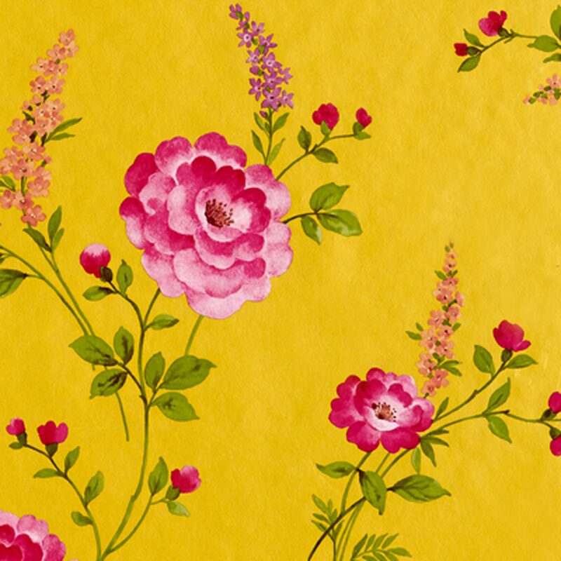 Papier peint intissé POSIE coloris jaune soleil