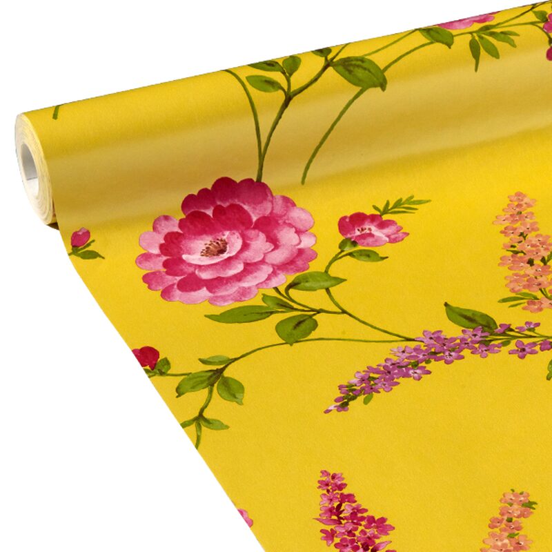 Papier peint intissé POSIE coloris jaune soleil