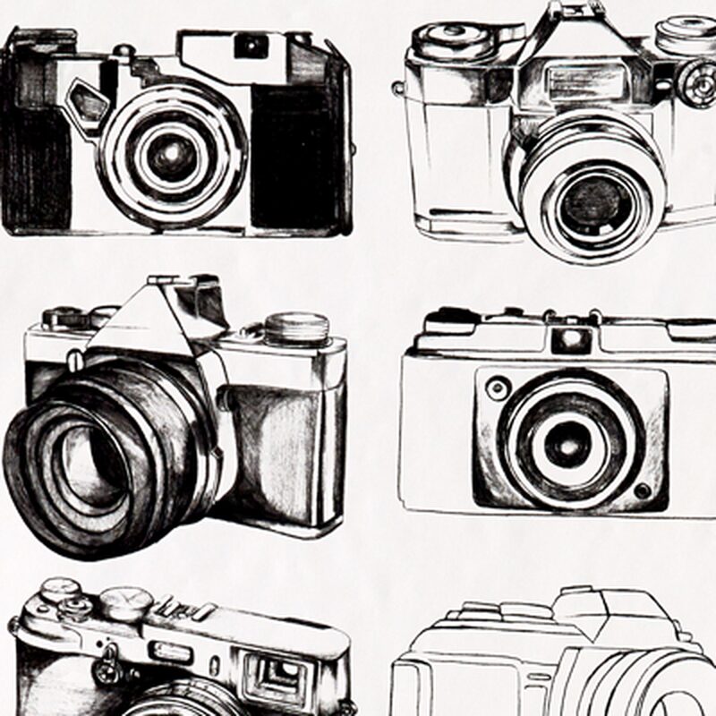 Papier peint CAMERA BLACK coloris blanc