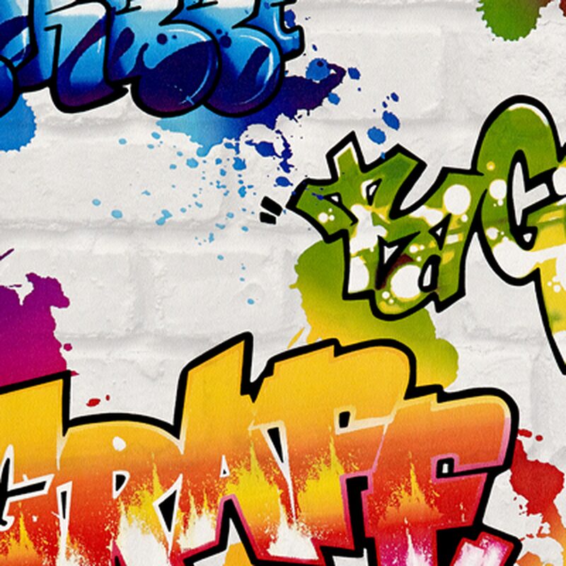 Papier peint TAG STREET coloris blanc