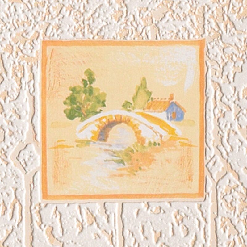 Papier peint vinyle MOULIN A VENT coloris beige saumoné