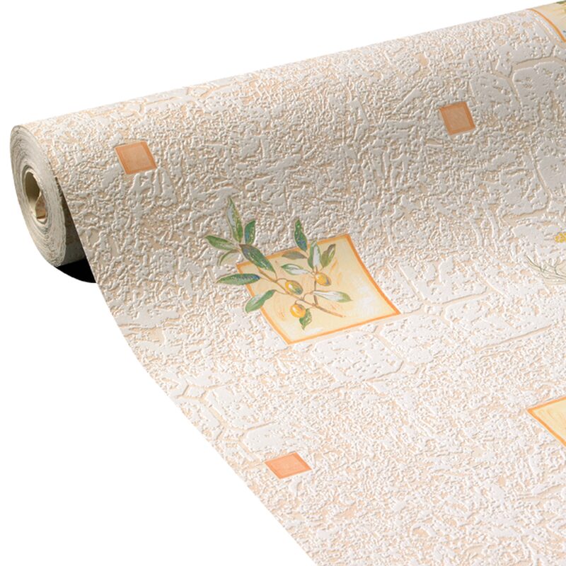 Papier peint vinyle MOULIN A VENT coloris beige saumoné