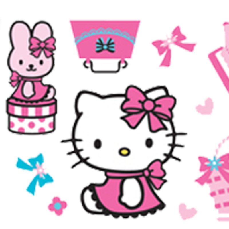 Sticker HELLO KITTY FASHION coloris rose guimauve