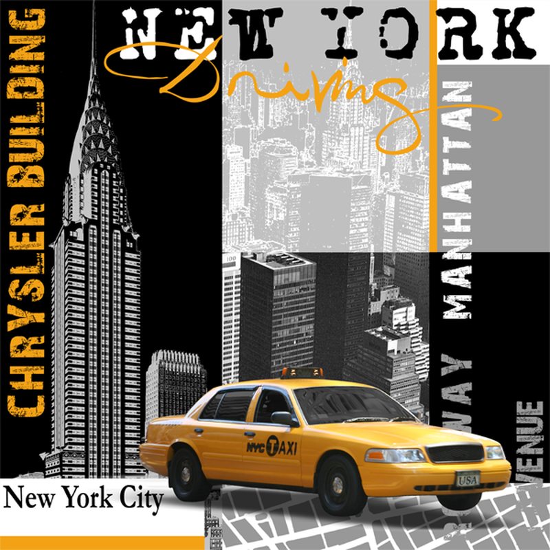 Papier peint panoramique XL NEW YORK DRIVING 250 x 250 cm