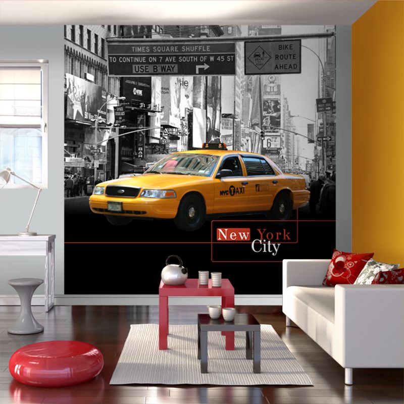 Papier peint panoramique XL YELLOW CAB 250 x 250 cm
