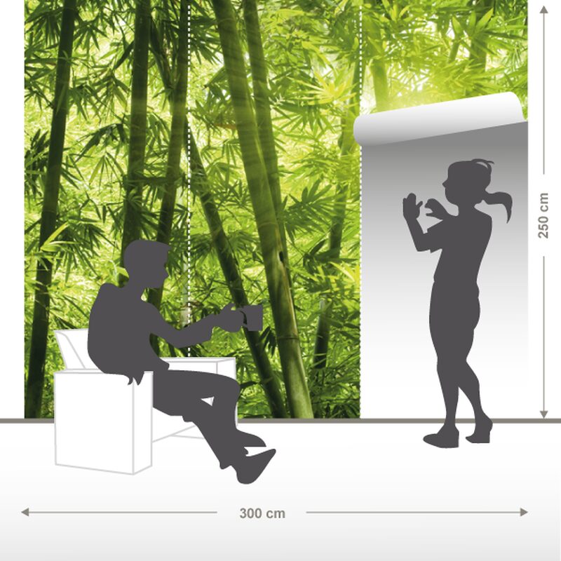 Papier peint panoramique XL BAMBOO FOREST 300 x 250 cm
