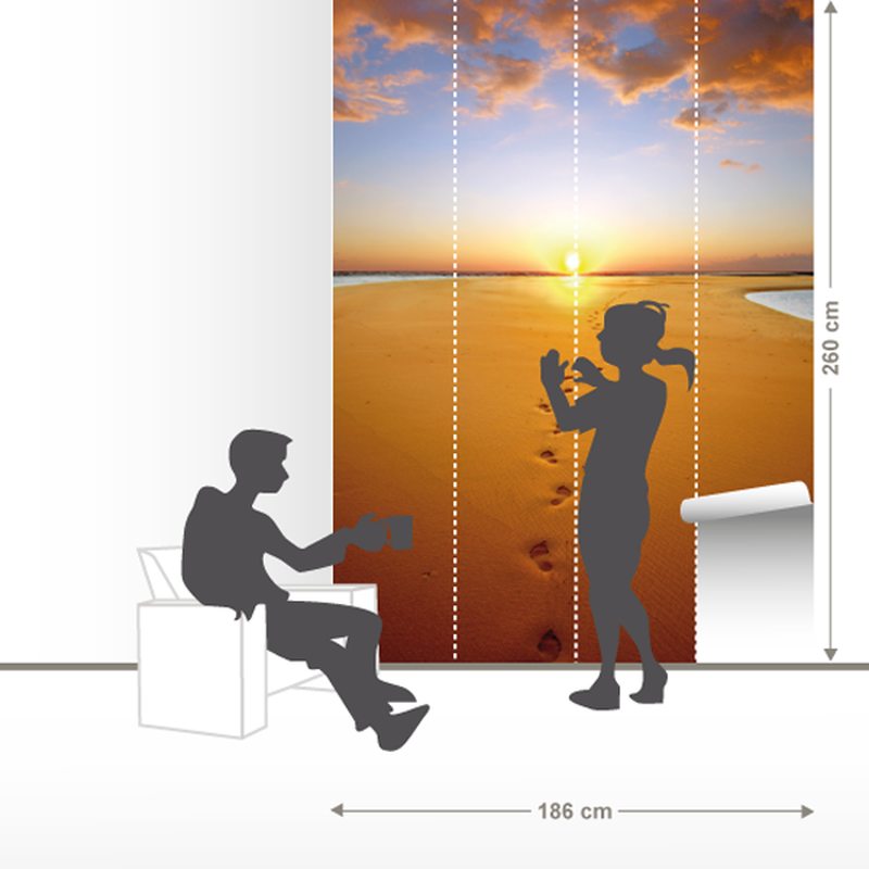 Papier peint panoramique L STEP BY STEP ON THE BEACH 186 x 260 cm