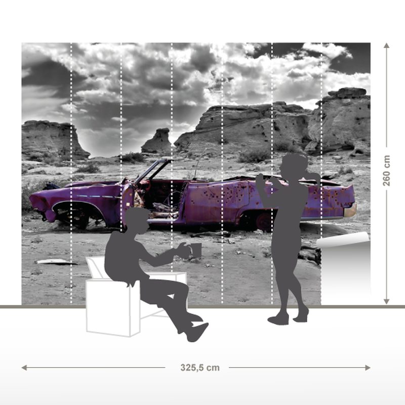 Papier peint panoramique XXL LOST CAR 325,5 x 260 cm