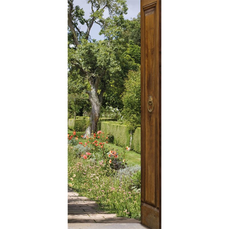 Sticker de porte MON JARDIN coloris vert lierre