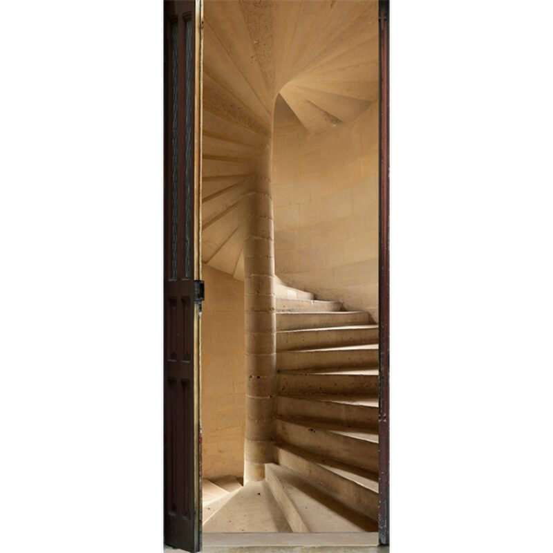 Sticker de porte ESCALIER A VIS coloris sable doré