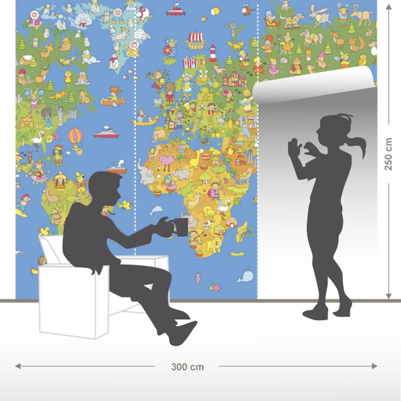 Papier peint panoramique XL WORLD MAP 300 x 250 cm