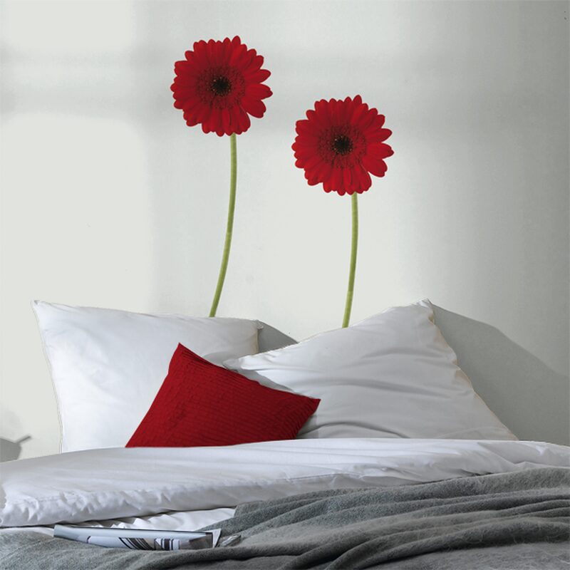 Sticker GERBERAS coloris rouge coquelicot