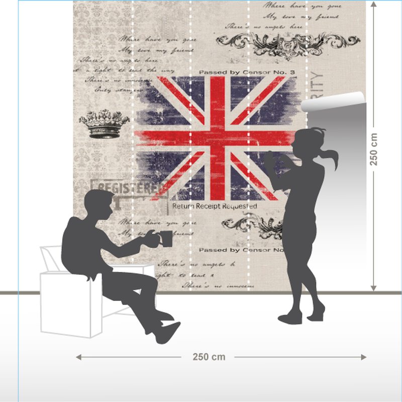Papier peint panoramique XL UNION JACK VINTAGE 250 x 250 cm