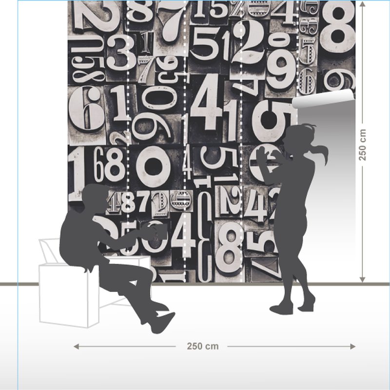 Papier peint panoramique XL LETTRES D'IMPRIMERIE 250 x 250 cm