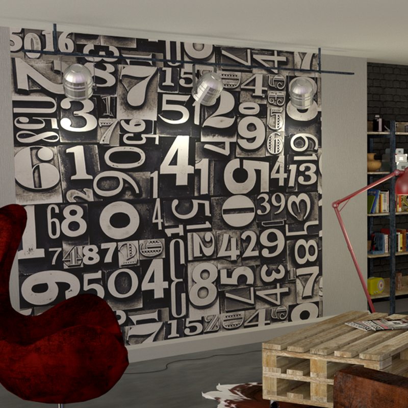 Papier peint panoramique XL LETTRES D'IMPRIMERIE 250 x 250 cm