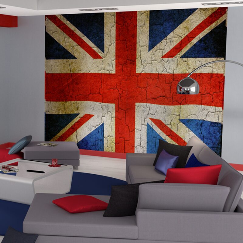 Papier peint panoramique XL UNION JACK FISSURE 300 x 250 cm