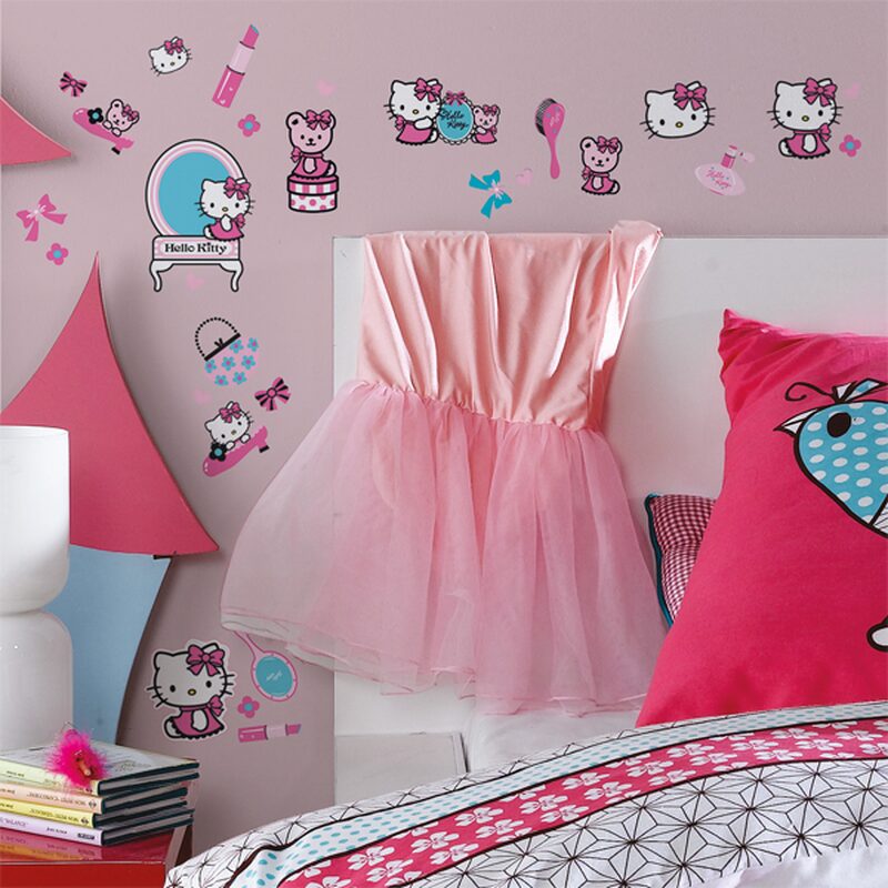 Sticker HELLO KITTY coloris rose guimauve