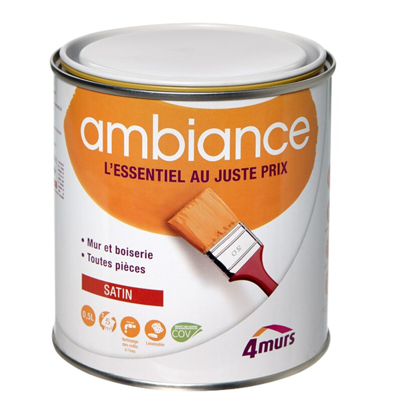 Peinture Finition AMBIANCE Acrylique blanc Satiné 0,5 L