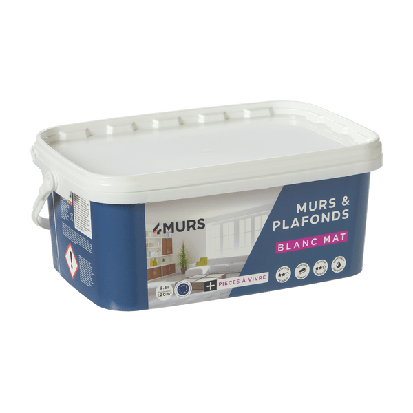 Peinture MURS ET PLAFONDS ESSENTIEL Acrylique blanc Mat 2,5 L