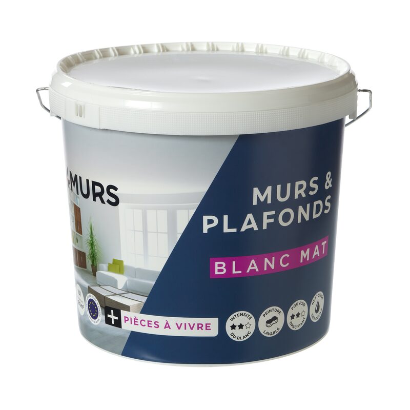 Peinture MURS ET PLAFONDS ESSENTIEL Acrylique blanc Mat 10 L