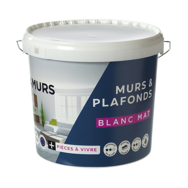 Peinture MURS ET PLAFONDS ESSENTIEL Acrylique blanc Mat 10 L