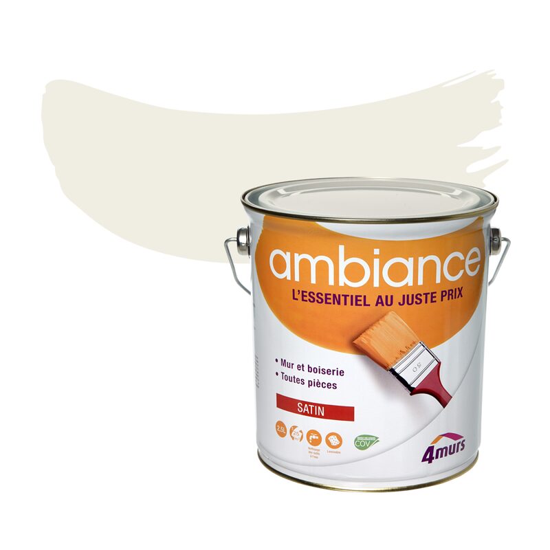 Peinture Multi-supports AMBIANCE Acrylique blanc cassé Satiné 2,5 L