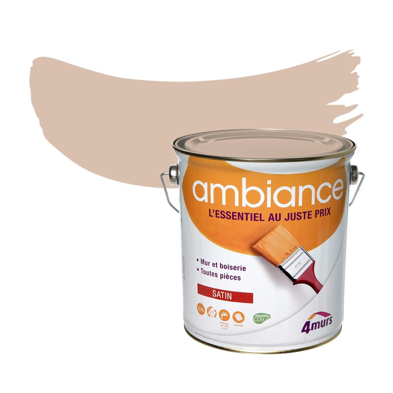 Peinture Multi-supports AMBIANCE Acrylique café au lait Satiné 2,5 L