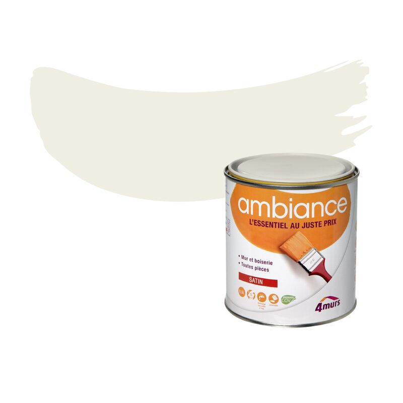 Peinture Finition AMBIANCE Acrylique blanc cassé Satiné 0,5 L
