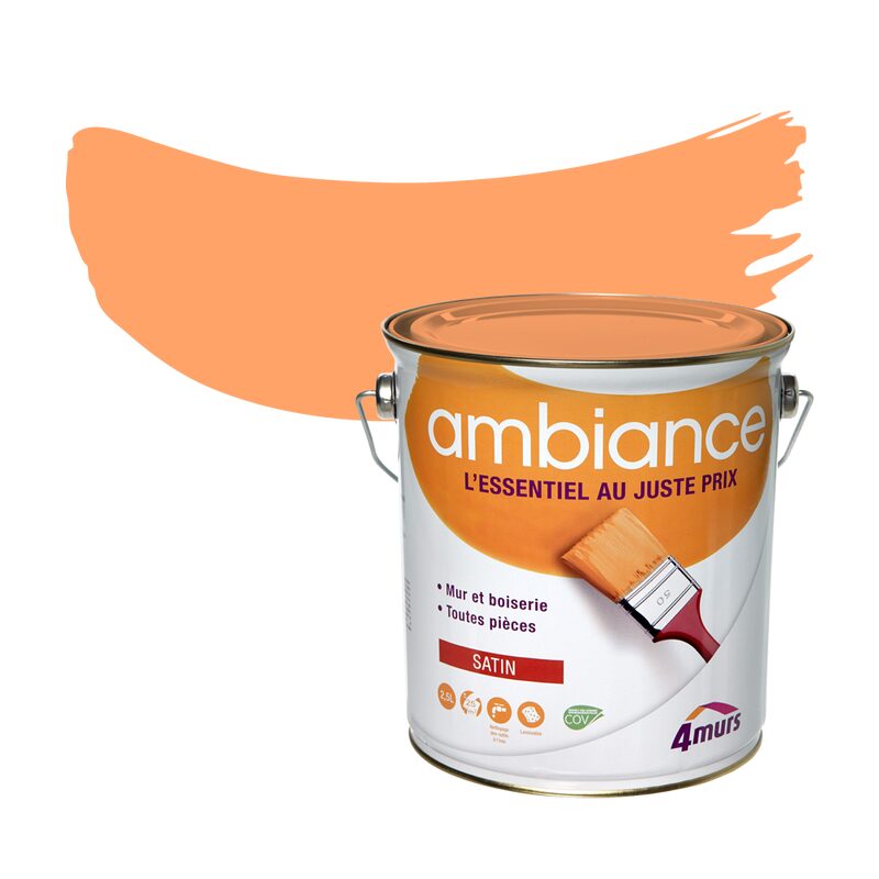 Peinture Multi-supports AMBIANCE Acrylique mangue Satiné 2,5 L