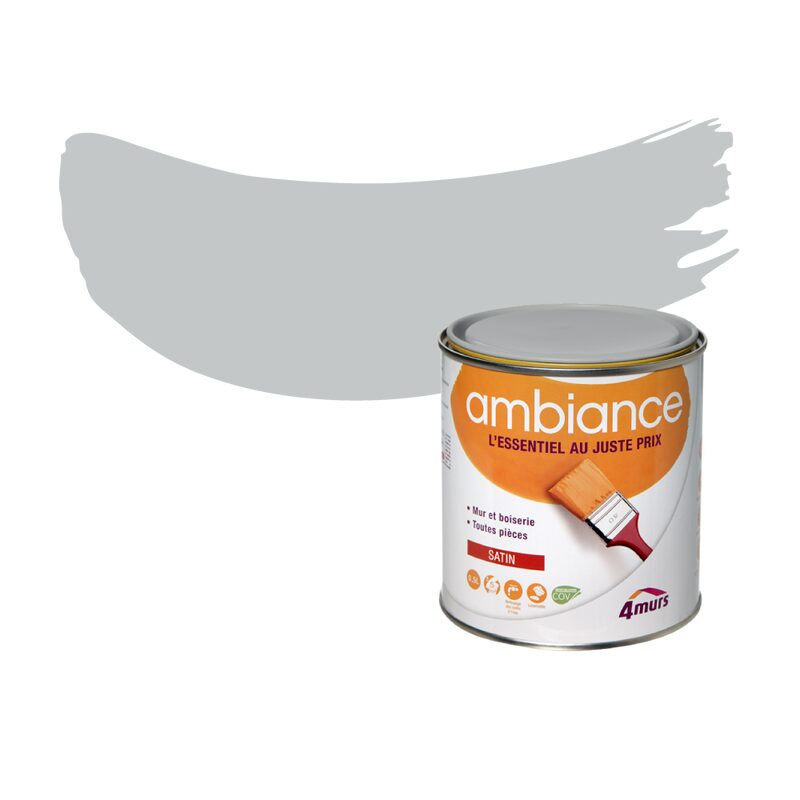 Peinture Finition AMBIANCE Acrylique Gris clair Satiné 0,5 L