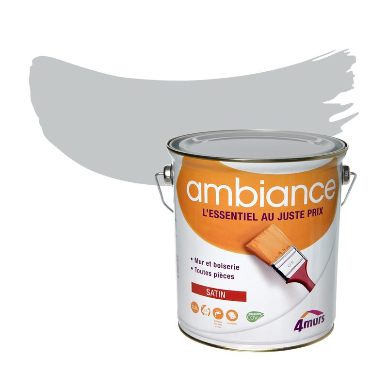 Peinture Multi-supports AMBIANCE Acrylique Gris clair Satiné 2,5 L