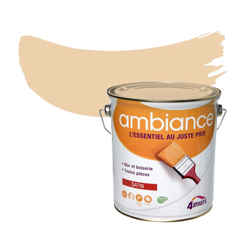 Peinture Multi-supports AMBIANCE Acrylique pêche Satiné 2,5 L