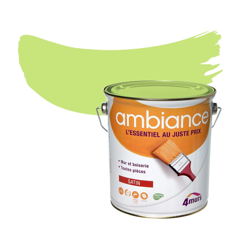 Peinture Multi-supports AMBIANCE Acrylique vert pastel Satiné 2,5 L
